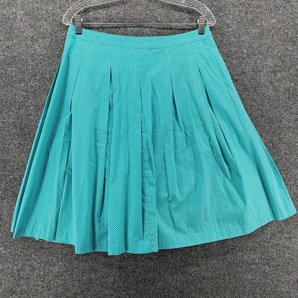 Talbots Skirt Petite 8p Blue Polka Dots Pleated Flowy Old Money Pinup Old Luxury